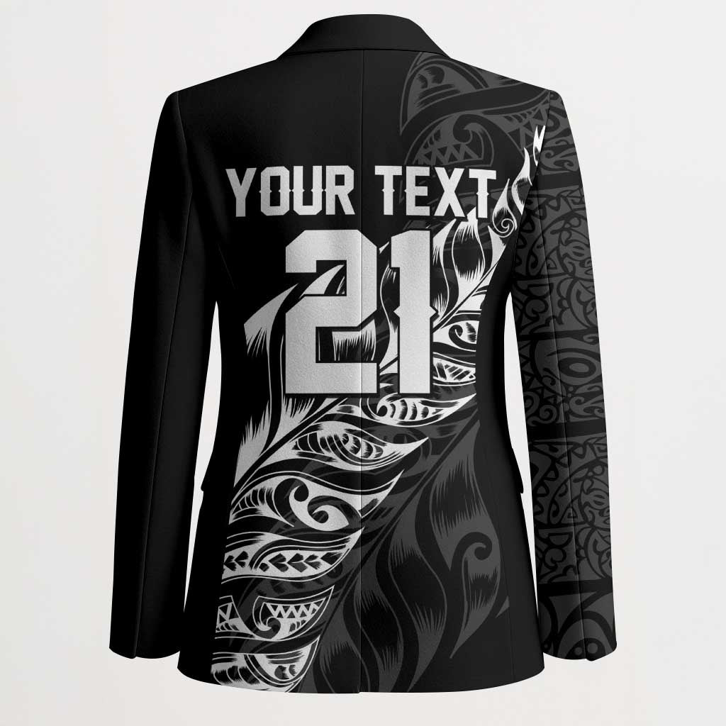 New Zealand Lawn Bowls Custom Blazer Black Maori Warrior Tribal Silver Fern - Aussie Hoodie