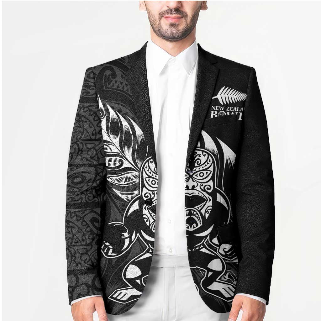 New Zealand Lawn Bowls Custom Blazer Black Maori Warrior Tribal Silver Fern - Aussie Hoodie