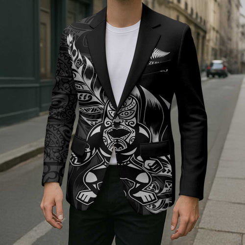New Zealand Lawn Bowls Custom Blazer Black Maori Warrior Tribal Silver Fern - Aussie Hoodie