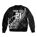 New Zealand Lawn Bowls Custom Bomber Jacket Black Maori Warrior Tribal Silver Fern - Aussie Hoodie