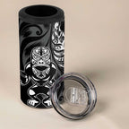 New Zealand Lawn Bowls Custom 4 in 1 Can Cooler Tumbler Black Maori Warrior Tribal Silver Fern - Aussie Hoodie