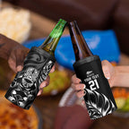 New Zealand Lawn Bowls Custom 4 in 1 Can Cooler Tumbler Black Maori Warrior Tribal Silver Fern - Aussie Hoodie