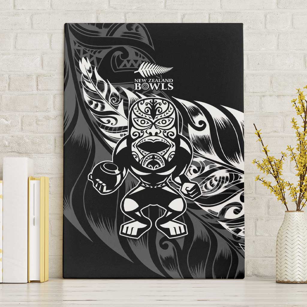 New Zealand Lawn Bowls Canvas Wall Art Black Maori Warrior Tribal Silver Fern - Aussie Hoodie