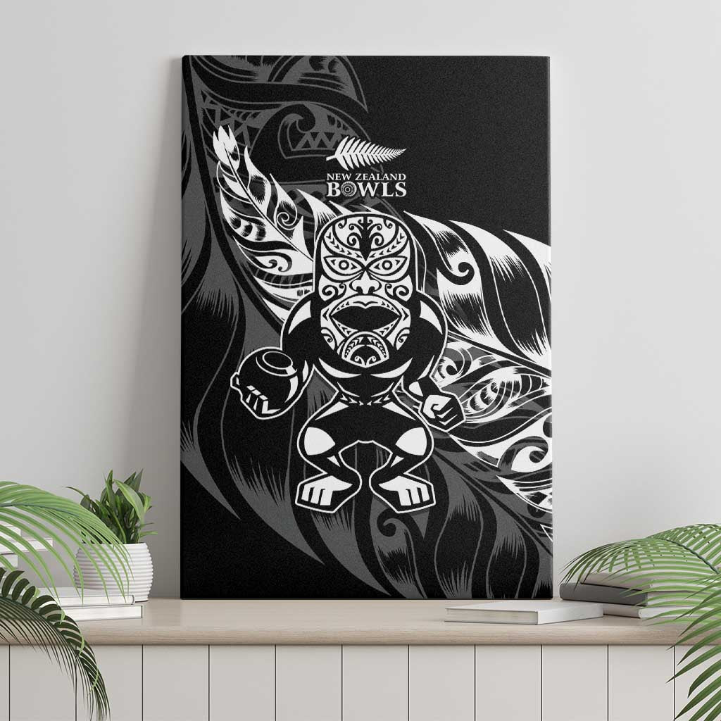 New Zealand Lawn Bowls Canvas Wall Art Black Maori Warrior Tribal Silver Fern - Aussie Hoodie