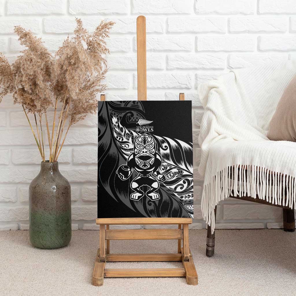 New Zealand Lawn Bowls Canvas Wall Art Black Maori Warrior Tribal Silver Fern - Aussie Hoodie