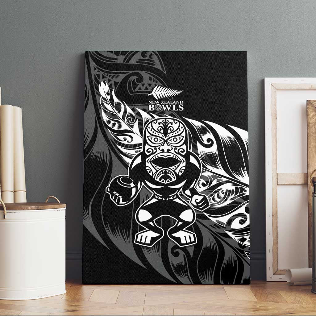 New Zealand Lawn Bowls Canvas Wall Art Black Maori Warrior Tribal Silver Fern - Aussie Hoodie