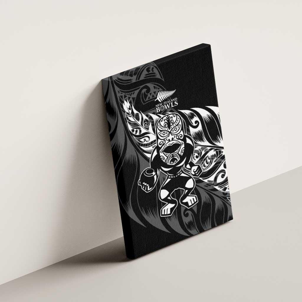 New Zealand Lawn Bowls Canvas Wall Art Black Maori Warrior Tribal Silver Fern - Aussie Hoodie