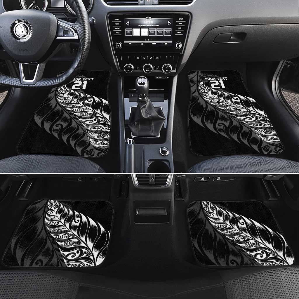 New Zealand Lawn Bowls Custom Car Mats Black Maori Warrior Tribal Silver Fern - Aussie Hoodie