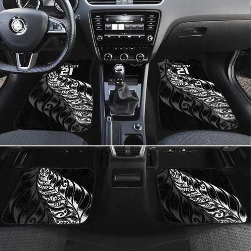 New Zealand Lawn Bowls Custom Car Mats Black Maori Warrior Tribal Silver Fern - Aussie Hoodie