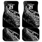 New Zealand Lawn Bowls Custom Car Mats Black Maori Warrior Tribal Silver Fern - Aussie Hoodie