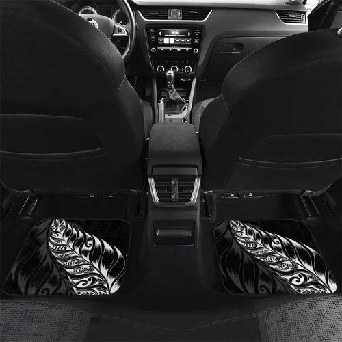 New Zealand Lawn Bowls Custom Car Mats Black Maori Warrior Tribal Silver Fern - Aussie Hoodie