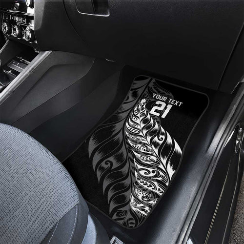 New Zealand Lawn Bowls Custom Car Mats Black Maori Warrior Tribal Silver Fern - Aussie Hoodie