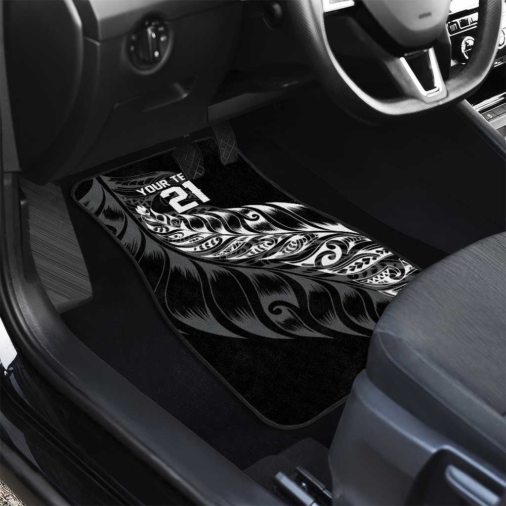 New Zealand Lawn Bowls Custom Car Mats Black Maori Warrior Tribal Silver Fern - Aussie Hoodie