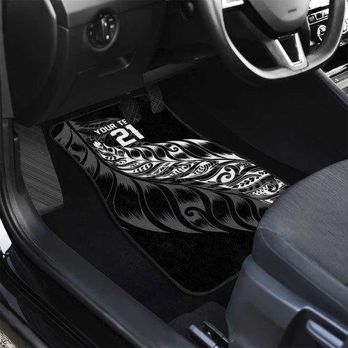 New Zealand Lawn Bowls Custom Car Mats Black Maori Warrior Tribal Silver Fern - Aussie Hoodie