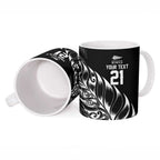 New Zealand Lawn Bowls Custom Ceramic Mug Black Maori Warrior Tribal Silver Fern - Aussie Hoodie