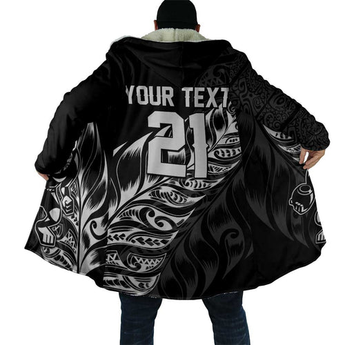 New Zealand Lawn Bowls Custom Cloak Black Maori Warrior Tribal Silver Fern - Aussie Hoodie