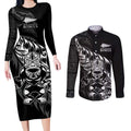 New Zealand Lawn Bowls Custom Couples Matching Long Sleeve Bodycon Dress and Long Sleeve Button Shirt Black Maori Warrior Tribal Silver Fern - Aussie Hoodie