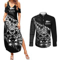 New Zealand Lawn Bowls Custom Couples Matching Summer Maxi Dress and Long Sleeve Button Shirt Black Maori Warrior Tribal Silver Fern - Aussie Hoodie
