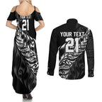 New Zealand Lawn Bowls Custom Couples Matching Summer Maxi Dress and Long Sleeve Button Shirt Black Maori Warrior Tribal Silver Fern - Aussie Hoodie