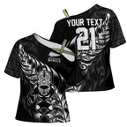 New Zealand Lawn Bowls Custom Cross Shoulder Shirt Black Maori Warrior Tribal Silver Fern - Aussie Hoodie