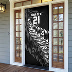 New Zealand Lawn Bowls Custom Door Cover Black Maori Warrior Tribal Silver Fern - Aussie Hoodie