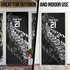 New Zealand Lawn Bowls Custom Door Cover Black Maori Warrior Tribal Silver Fern - Aussie Hoodie