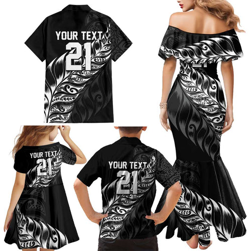 New Zealand Lawn Bowls Custom Family Matching Mermaid Dress and Hawaiian Shirt Black Maori Warrior Tribal Silver Fern - Aussie Hoodie