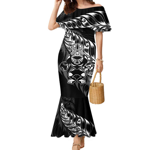 New Zealand Lawn Bowls Custom Family Matching Mermaid Dress and Hawaiian Shirt Black Maori Warrior Tribal Silver Fern - Aussie Hoodie