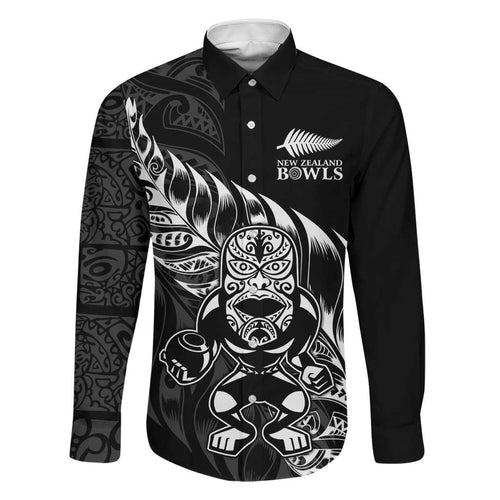 New Zealand Lawn Bowls Custom Family Matching Off Shoulder Short Dress and Hawaiian Shirt Black Maori Warrior Tribal Silver Fern - Aussie Hoodie