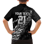 New Zealand Lawn Bowls Custom Family Matching Puletasi and Hawaiian Shirt Black Maori Warrior Tribal Silver Fern - Aussie Hoodie