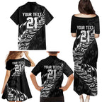 New Zealand Lawn Bowls Custom Family Matching Puletasi and Hawaiian Shirt Black Maori Warrior Tribal Silver Fern - Aussie Hoodie
