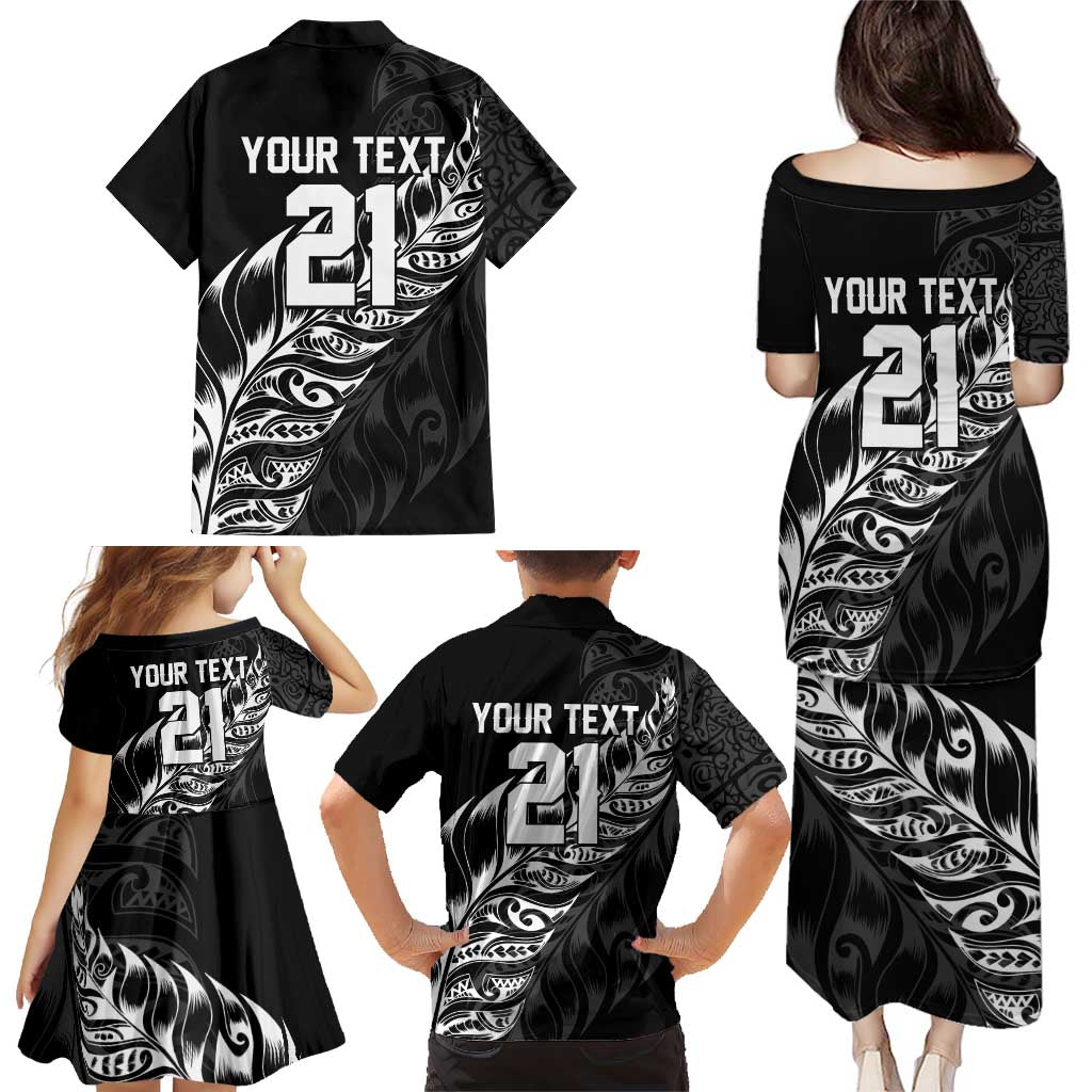 New Zealand Lawn Bowls Custom Family Matching Puletasi and Hawaiian Shirt Black Maori Warrior Tribal Silver Fern - Aussie Hoodie