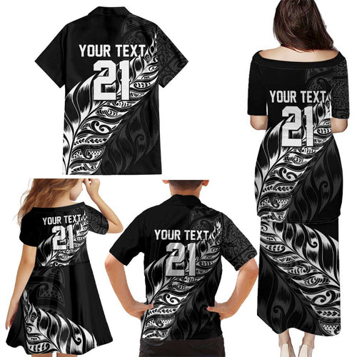 New Zealand Lawn Bowls Custom Family Matching Puletasi and Hawaiian Shirt Black Maori Warrior Tribal Silver Fern - Aussie Hoodie