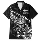 New Zealand Lawn Bowls Custom Family Matching Puletasi and Hawaiian Shirt Black Maori Warrior Tribal Silver Fern - Aussie Hoodie