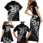 New Zealand Lawn Bowls Custom Family Matching Short Sleeve Bodycon Dress and Hawaiian Shirt Black Maori Warrior Tribal Silver Fern - Aussie Hoodie
