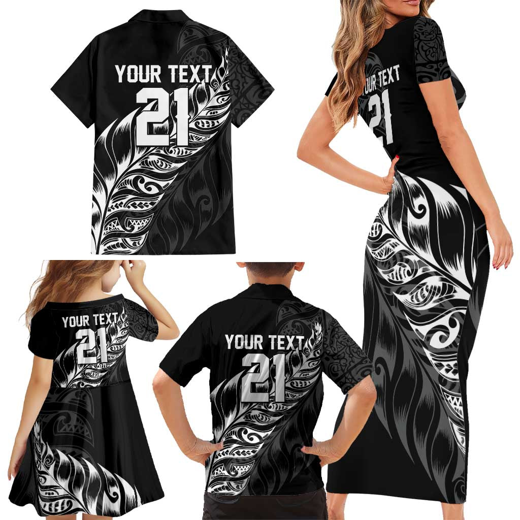 New Zealand Lawn Bowls Custom Family Matching Short Sleeve Bodycon Dress and Hawaiian Shirt Black Maori Warrior Tribal Silver Fern - Aussie Hoodie