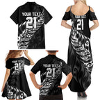 New Zealand Lawn Bowls Custom Family Matching Summer Maxi Dress and Hawaiian Shirt Black Maori Warrior Tribal Silver Fern - Aussie Hoodie