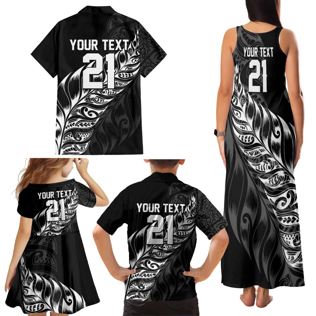 New Zealand Lawn Bowls Custom Family Matching Tank Maxi Dress and Hawaiian Shirt Black Maori Warrior Tribal Silver Fern - Aussie Hoodie