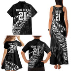 New Zealand Lawn Bowls Custom Family Matching Tank Maxi Dress and Hawaiian Shirt Black Maori Warrior Tribal Silver Fern - Aussie Hoodie