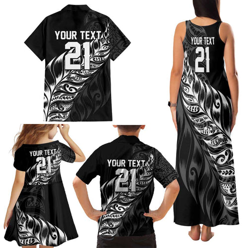 New Zealand Lawn Bowls Custom Family Matching Tank Maxi Dress and Hawaiian Shirt Black Maori Warrior Tribal Silver Fern - Aussie Hoodie