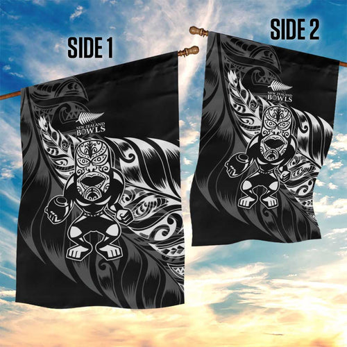New Zealand Lawn Bowls Garden Flag Black Maori Warrior Tribal Silver Fern - Aussie Hoodie