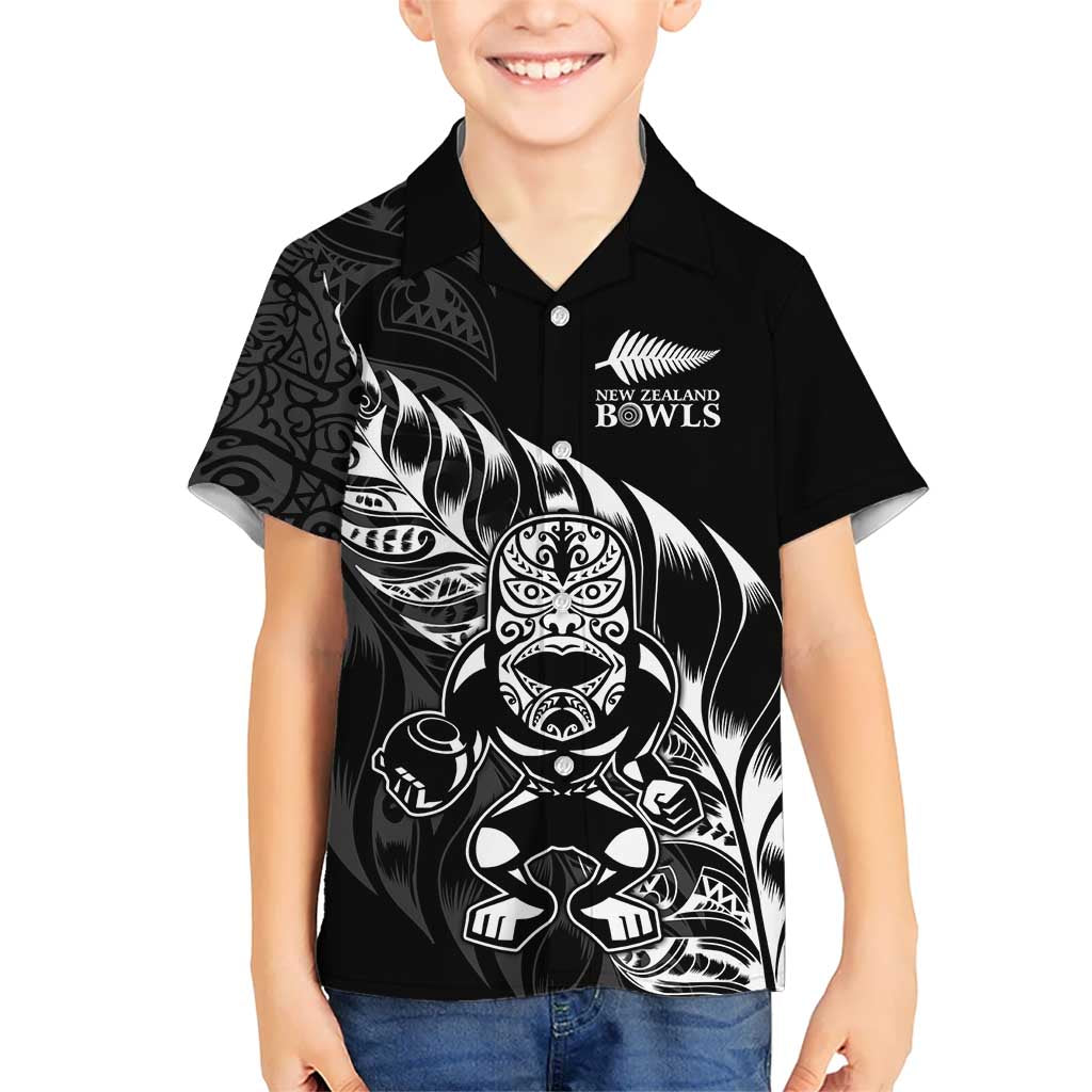 New Zealand Lawn Bowls Custom Hawaiian Shirt Black Maori Warrior Tribal Silver Fern - Aussie Hoodie