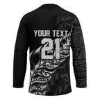 New Zealand Lawn Bowls Custom Hockey Jersey Black Maori Warrior Tribal Silver Fern - Aussie Hoodie