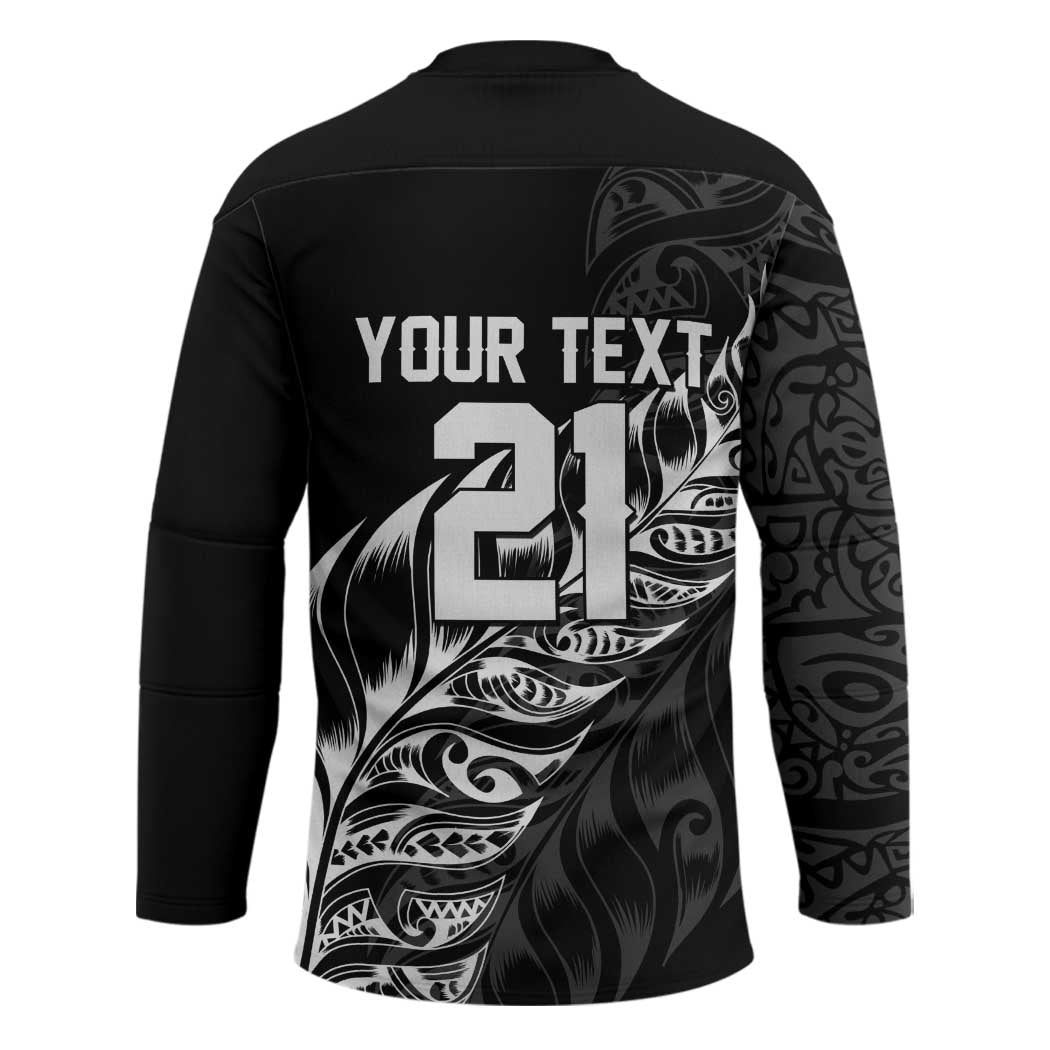 New Zealand Lawn Bowls Custom Hockey Jersey Black Maori Warrior Tribal Silver Fern - Aussie Hoodie