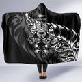 New Zealand Lawn Bowls Hooded Blanket Black Maori Warrior Tribal Silver Fern - Aussie Hoodie