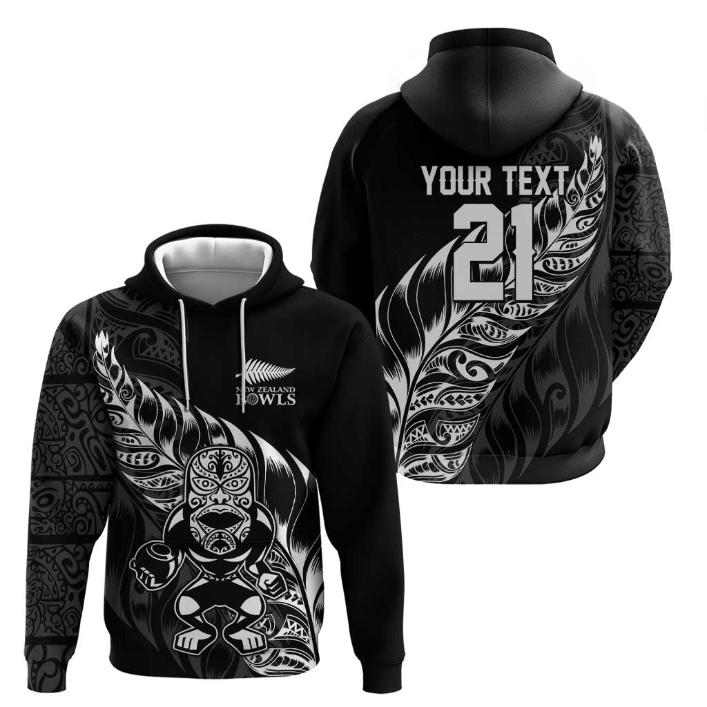 New Zealand Lawn Bowls Custom Hoodie Black Maori Warrior Tribal Silver Fern - Aussie Hoodie