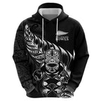 New Zealand Lawn Bowls Custom Hoodie Black Maori Warrior Tribal Silver Fern - Aussie Hoodie