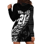 New Zealand Lawn Bowls Custom Hoodie Dress Black Maori Warrior Tribal Silver Fern - Aussie Hoodie