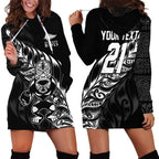 New Zealand Lawn Bowls Custom Hoodie Dress Black Maori Warrior Tribal Silver Fern - Aussie Hoodie