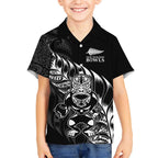 New Zealand Lawn Bowls Custom Kid Hawaiian Shirt Black Maori Warrior Tribal Silver Fern - Aussie Hoodie